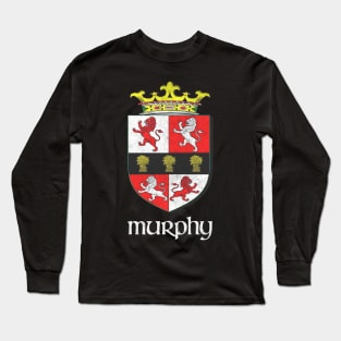 Murphy / Faded Style Family Crest Coat Of Arms Design Long Sleeve T-Shirt